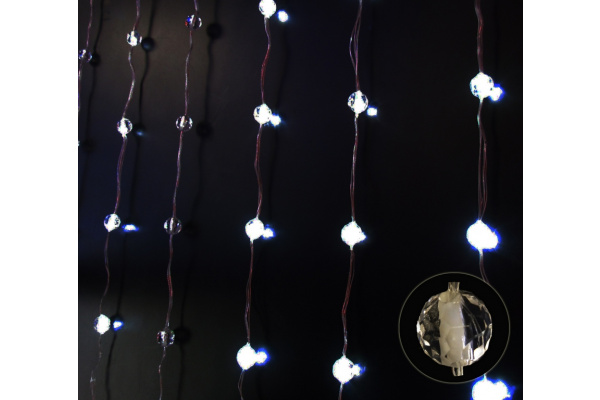 XM-DR-PL0010-4.5 свет. дождь с насадками прозрачные шарики, белые LED фото 2
