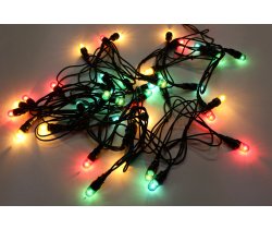 PLW-40-240V Гирлянда фиксинг 6м, IP65, 240V, 110Вт, Mульти лампы R/G/B/Y (40)/черный провод