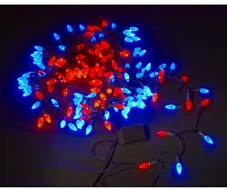 LED-XS-160-13M-240V LED гирлянда чейзинг 13м, 240V, желтые,синие LED/Ягодка 3,5х1,5см/Контроллер