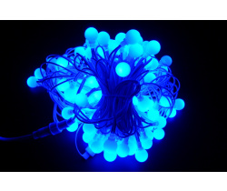 LED-PLR-100-15M-240V-B/WH  100 LED цвет синий, белые матовые шарики D2,5см, 15m, белый кауч.провод,