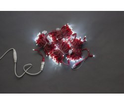 LED-PLR-200-20M-240V-W/RED Wire-S LED гирлянда фиксинг 20м IP65 240V белые LED/провод каучук красный