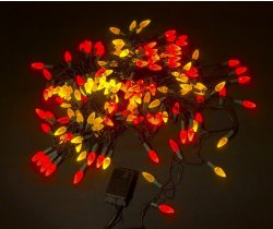 LED-XS-160-13M-240V LED гирлянда чейзинг 13м, 240V, красные,желтые LED/Ягодка 3,5х1,5см/Контроллер