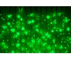 LED- PLRS-1920-240V-2*1,5М-G/BL  зеленые светодиоды/черный каучуковый провод Занавес 2*1,5м Neo-Neon