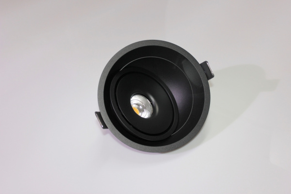 Потолочный врезной светильник ROUND-IN-04-BL-WW (теплый белый свет, черный корпус)  фото 2