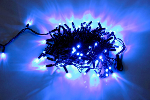 LED-PLS-100-10M-240V-B/BL-W/O, синяя/черный провод, соединяемая (без силового шнура) С КОЛПАЧКОМ фото 2