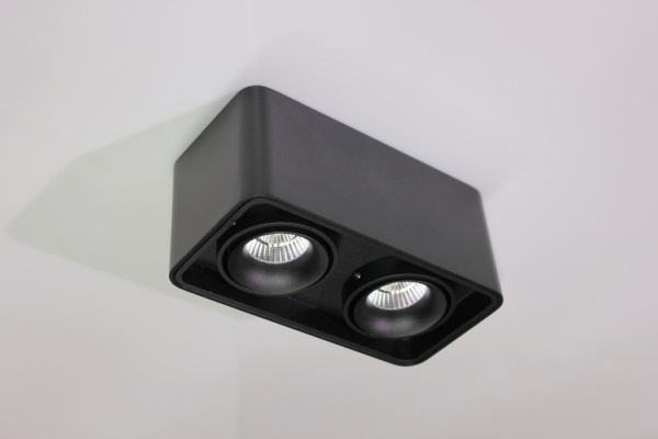 Потолочный накладной светильник SQUARE-OUT-02-BL-WW (теплый белый свет, черный корпус)  фото 1