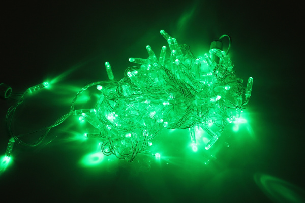 LED-PLS-100-10M-240V-G/C-F(G)-W/O,Зеленый/зеленый флэш на прозр. пр., соед.(без шнура) С КОЛПАЧКОМ фото 2