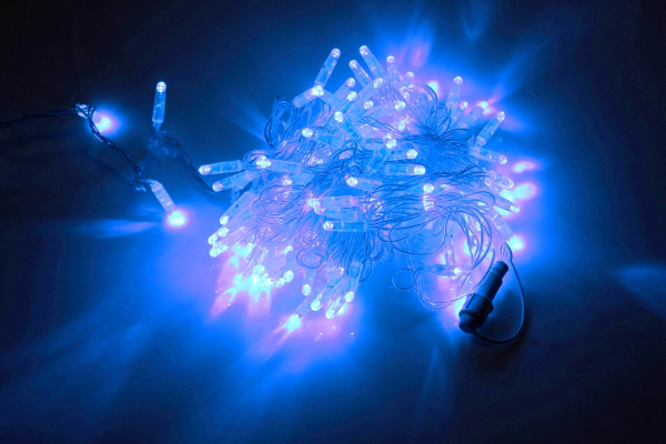 LED-PLS-100-10M-240V-B/C-W/O, синяя/прозрачный провод, соединяемая (без силового шнура) С КОЛПАЧКОМ фото 2