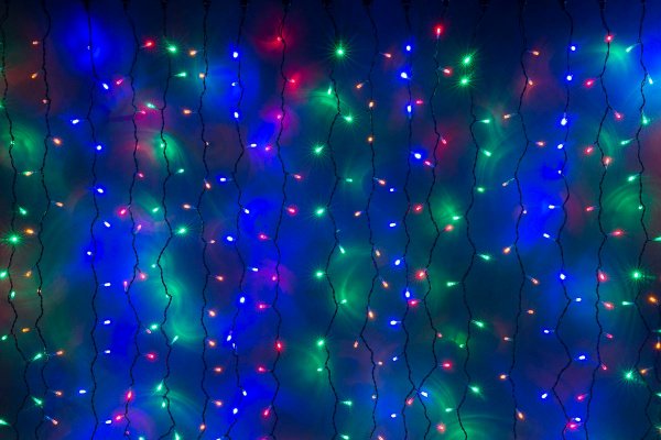 LED-XP-5725-6M-230V-С, мульти светодиоды/черный провод. Световой занавес с контроллером 2*3м. Flesi фото 1