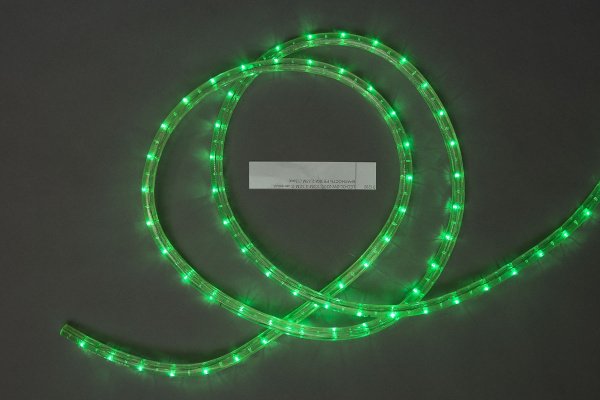 LED-DL-2W-220V-100M-3.3CM-G Светодиодная гирлянда дюралайт фиксинг, зеленые светодиоды, D11,5мм, 30L фото 1