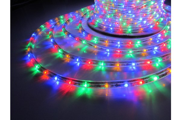 LED-DL-3W-50M-220V-M Светодиодная гирлянда дюралайт чейзинг, мульти, D13мм, 36LED/метр,  IP65, кратн фото 3
