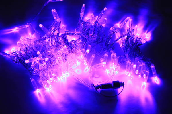 LED-PLS-100-10M-240V-V/C-W/O, фиолетовый/прозр. провод, соед (без сил шнура) С КОЛПАЧКОМ NEW 2021 фото 1