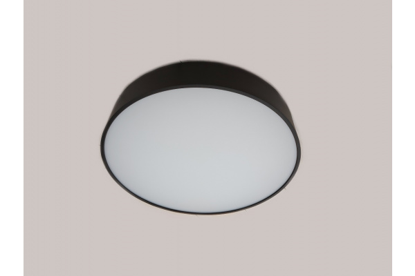 Потолочный накладной светильник ROUND-OUT-07-BL-WW (теплый белый свет, черный корпус) D350 фото 1