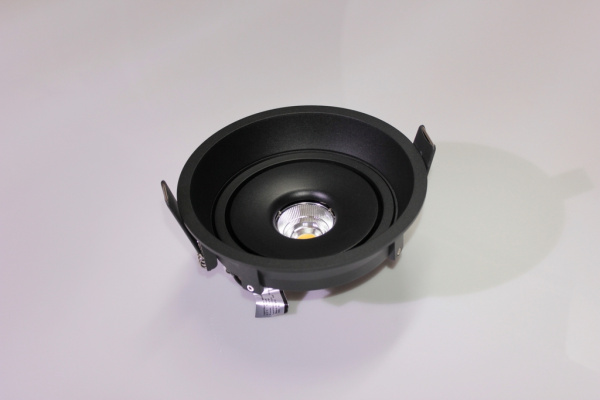 Потолочный врезной светильник ROUND-IN-04-BL-WW (теплый белый свет, черный корпус)  фото 3