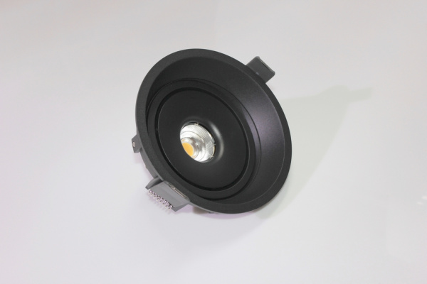 Потолочный врезной светильник ROUND-IN-04-BL-WW (теплый белый свет, черный корпус)  фото 1