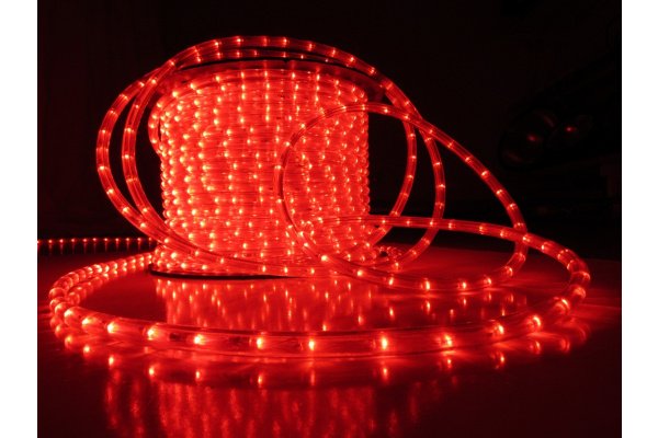 LED-DL(H)-3W-ф13-2.77-100M-240V Светодиодная гирлянда дюралайт чейзинг, красный, D13мм, 36LED/метр,  фото 2