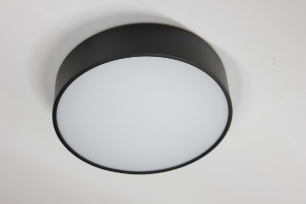 Потолочный накладной светильник ROUND-OUT-04-BL-WW (теплый белый свет, черный корпус) D260 фото 1