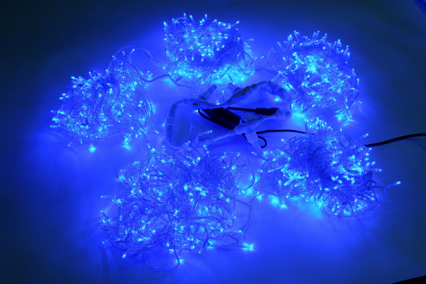 LED-PLS-200*5-20M*5-24V-B/С (20) 5 нит., синие светодиоды на прозрачном пров. с 230V/24V/60W трансф фото 5