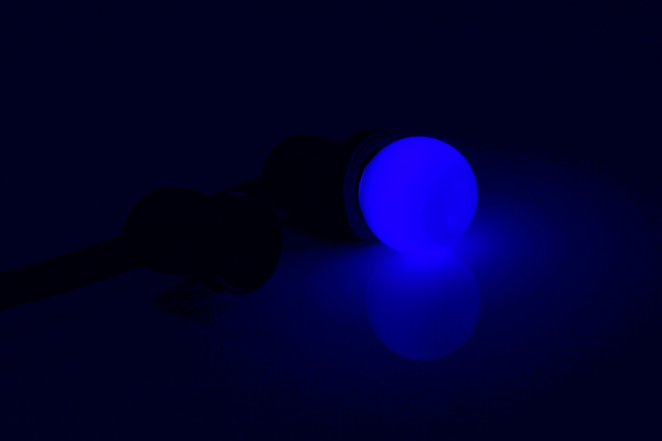 LED G45 0.5W 220-240V Blue E27 (ДИММИРУЕМАЯ) синяя новый завод фото 3
