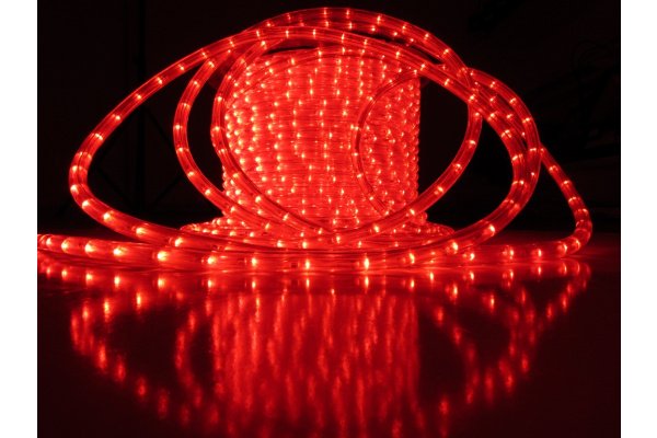 LED-DL-2W-ф13-2W-2.54CM-300FT-12V-R Светодиодная гирлянда дюралайт фиксинг, красный, 12V, D13мм, 36L фото 2
