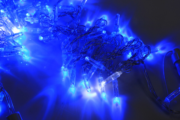 LED-PLS-100-10M-240V-B/C-F(W)-W/O,Синий/белый флэш на прозр. пр., соед.(без шнура) С КОЛПАЧКОМ фото 2