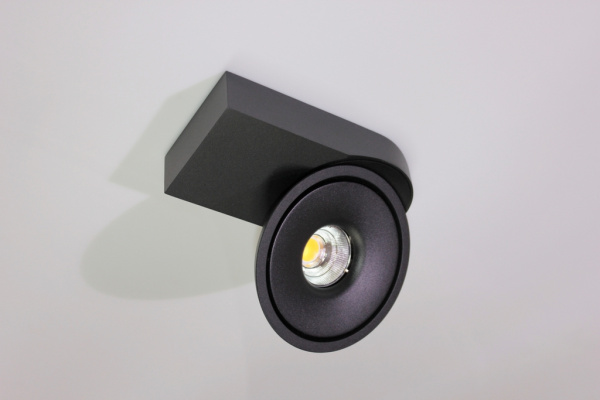 Потолочный накладной светильник ROUND-OUT-02-BL-WW (теплый белый свет, черный корпус)  фото 2